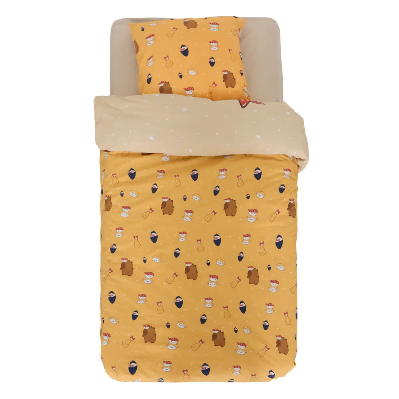 Parure de lit enfant Capy 140x200cm beige