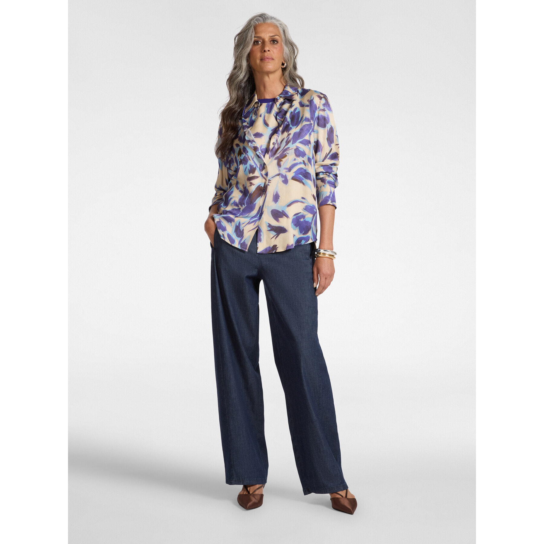 Elena Mirò - Jeans regular in Chambray - Blu