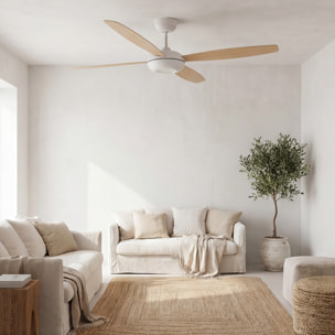 Forlight Ventilador Kudari Blanco Madera clara Blanco