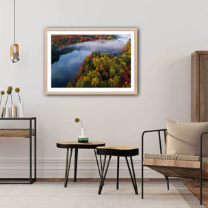 Affiche forêt et symphonie d'automne Affiche + cadre en bois - Chêne