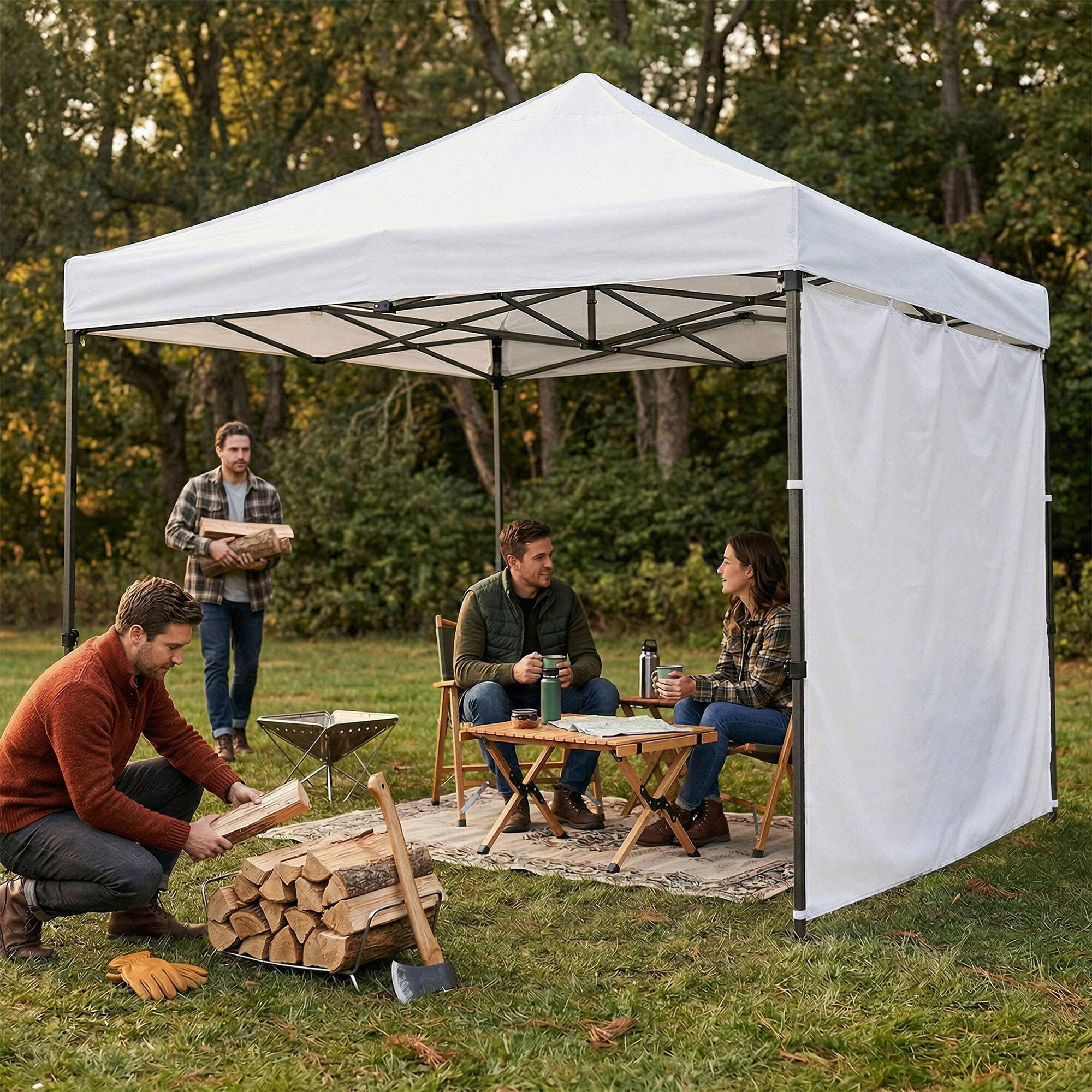 Telo laterale per gazebo da giardino. Telo di ricambio in PVC con velcro. Colore Bianco 300X200H cm