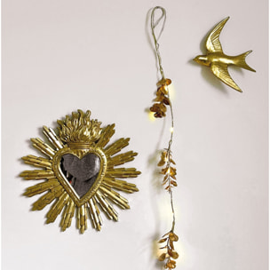 Ex-voto miroir décoratif en forme de coeur - Doré