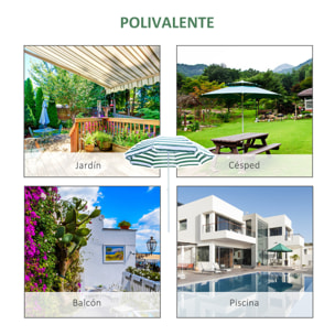 Sombrilla de Playa Ø180 cm con Techo Inclinable y Poste de Metal Protección Solar para Jardín Terraza Exterior Rayas Verde y Blanco