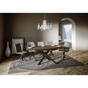 Mesa extensible 90x120/180 cm Ganty Nogal con borde Antracita estructura Antracita