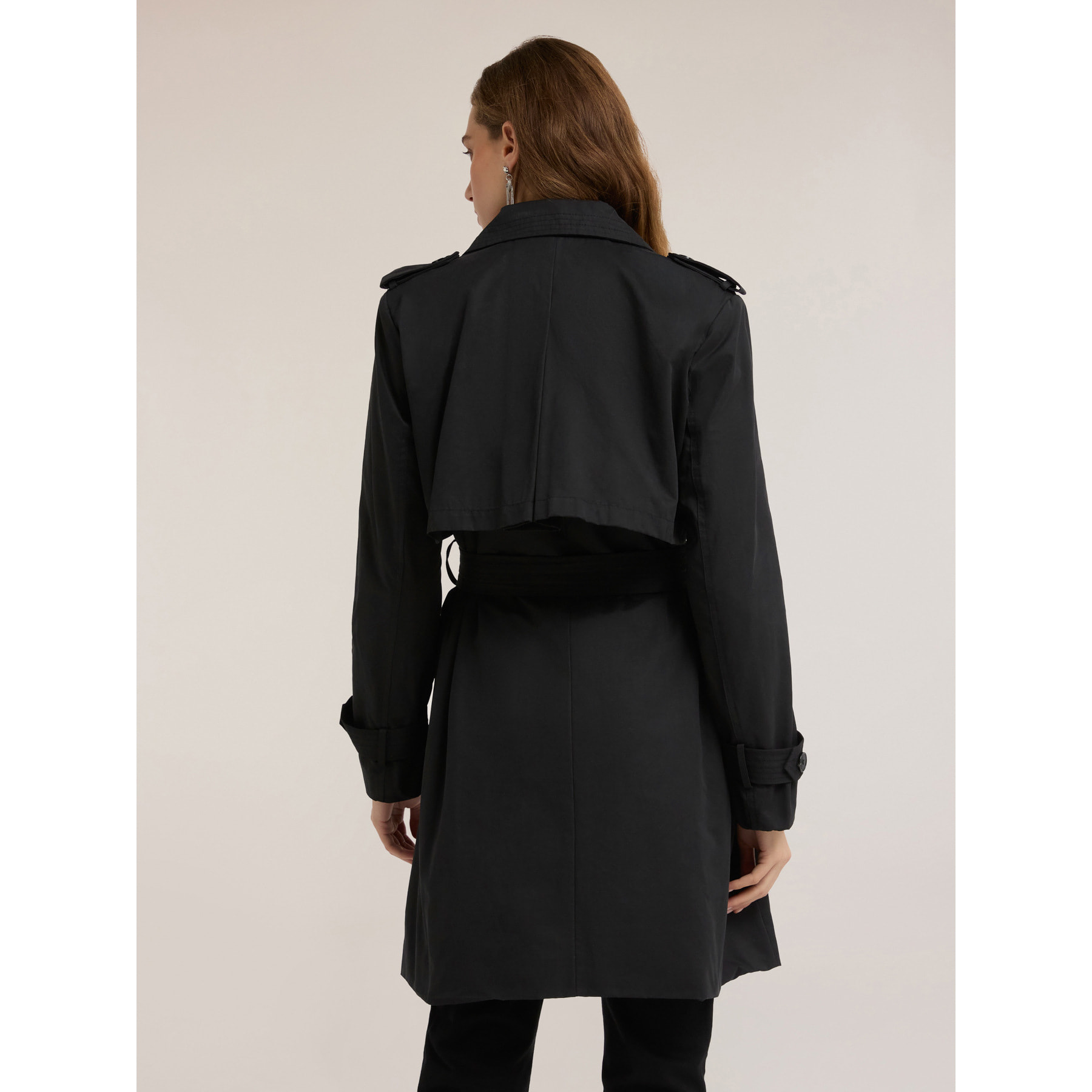 Motivi - Gabardina doble botonadura en tejido técnico - Negro