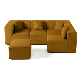 Arty - canapé modulable d'angle droit 4 places - en velours côtelé - Jaune