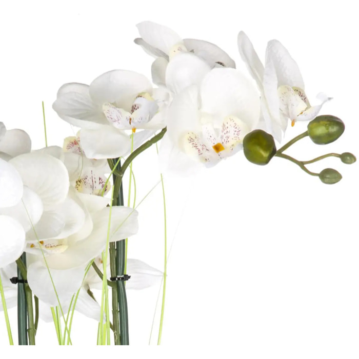 Orchidée artificielle vase céramique argent H53cm