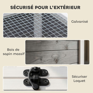 Enclos tortue maison tortue dim. 113x106,5x44cm niche couverte porte blanc gris