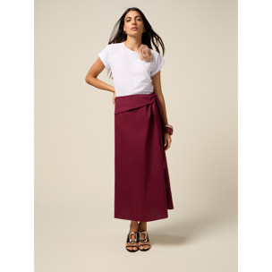 Oltre - Falda midi de popelina con fajín - Burgundy
