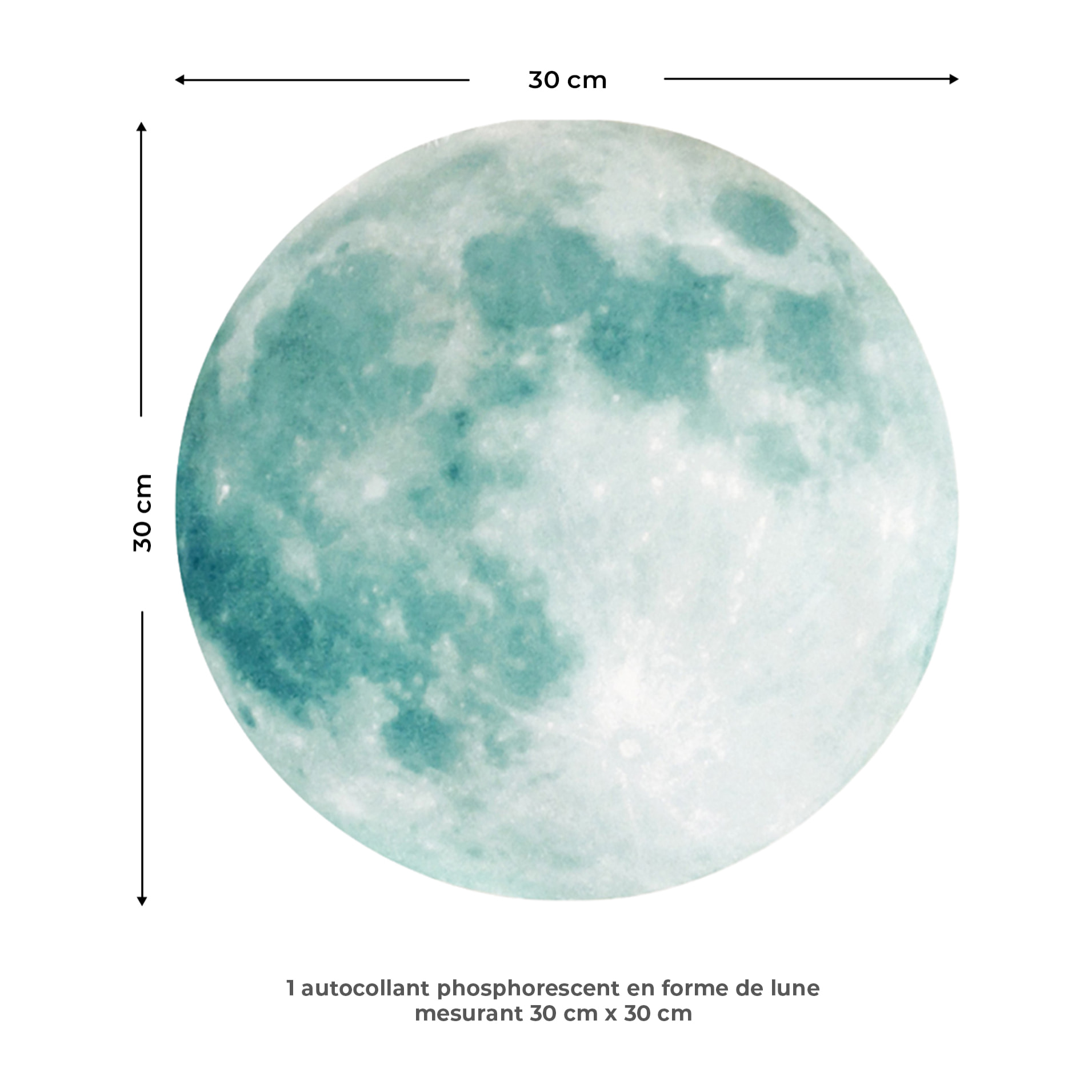 Stickers Muraux décoration adhésifs Lune phosphorescente 30cm