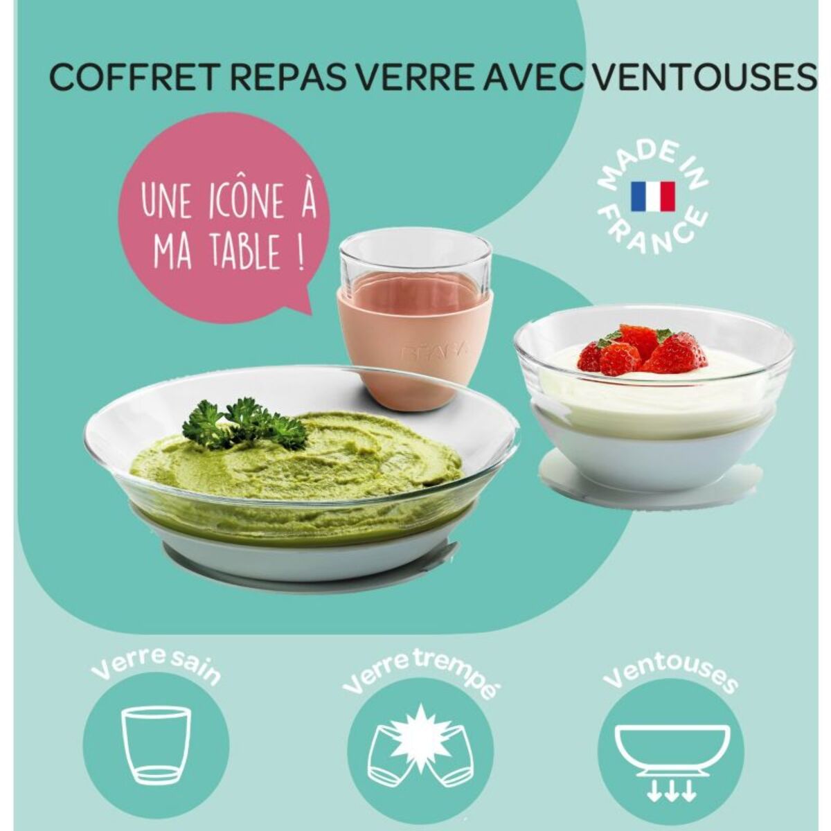 Coffret repas BEABA repas verre eucalyptus