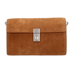 Borsa a tracolla da donna Made in Italy - Celeste Prime - Pelle scamosciata - 24.0 x 15.0 x 7.0 cm