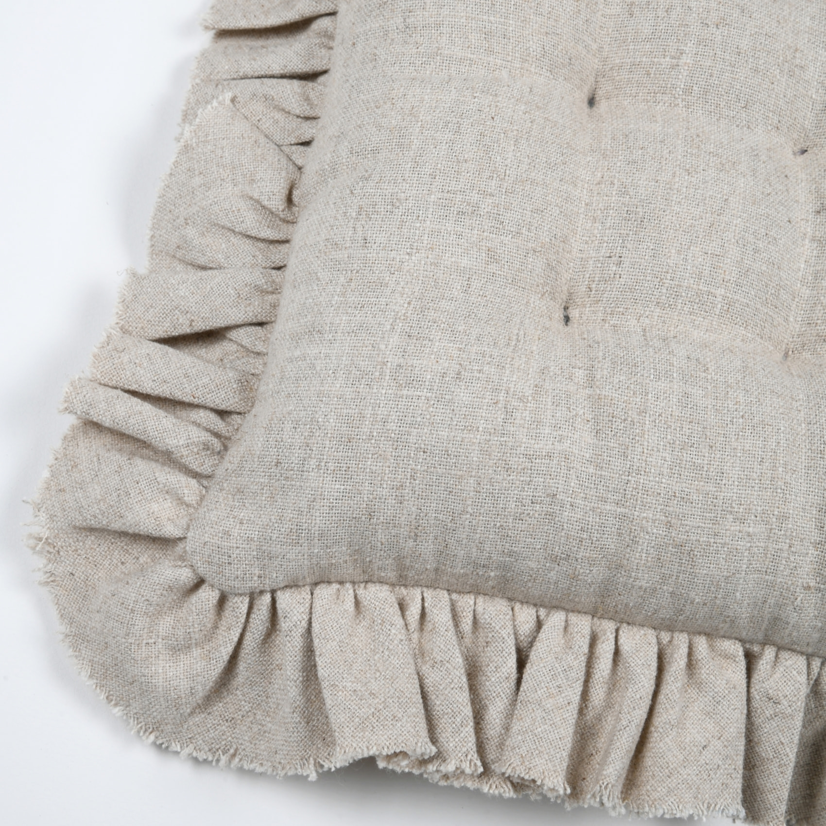 Galette de chaise à volants en coton et lin - Ficelle