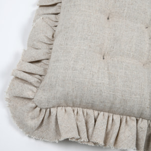 Galette de chaise à volants en coton et lin - Ficelle