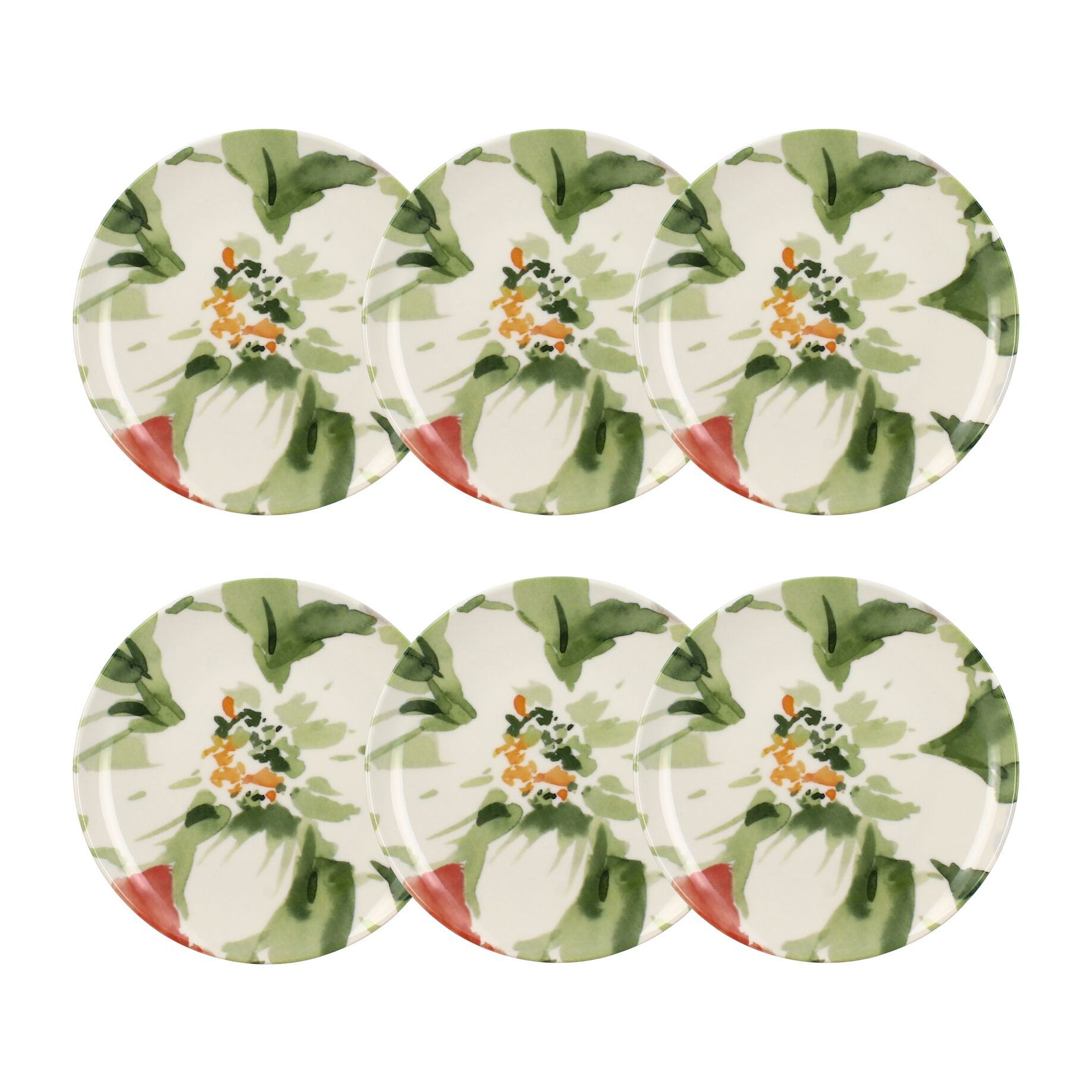 Lot de 6 assiettes à dessert en porcelaine floral 21cm FLORALUX