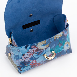 Aurora Bolso bandolera Mujer. Piel auténtica Ruga estampada con flores.