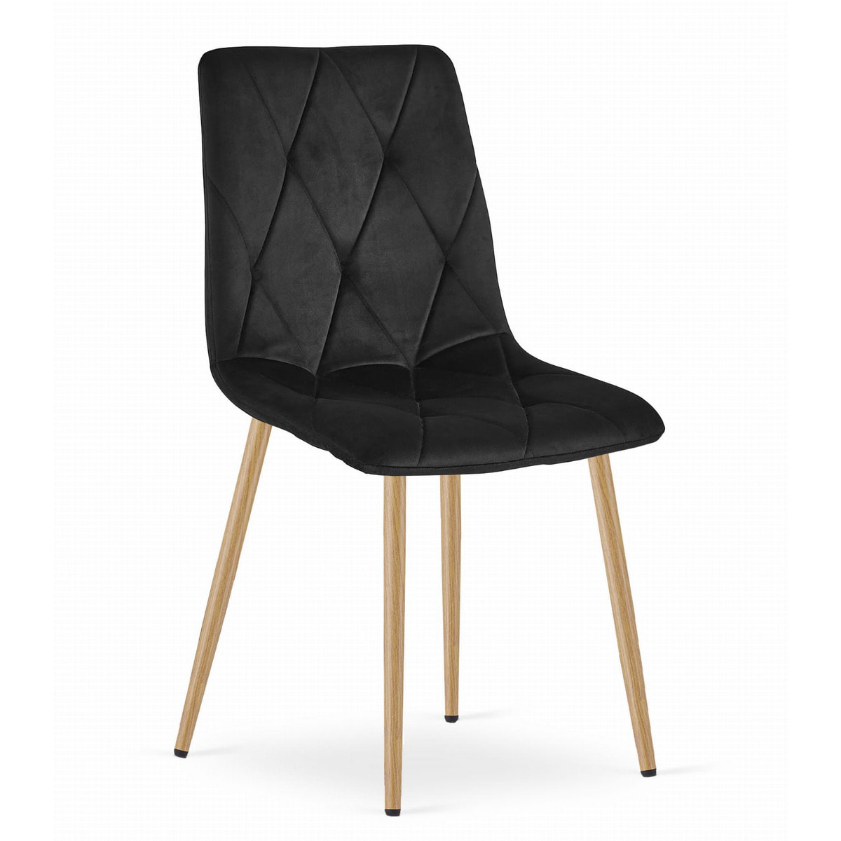 Sedia Libra in velluto nero con gambe effetto legno