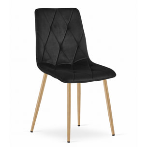 Sedia Libra in velluto nero con gambe effetto legno