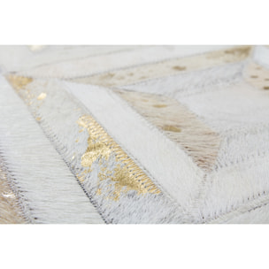 Pouf a cubo Dazzle in pelle avorio e oro