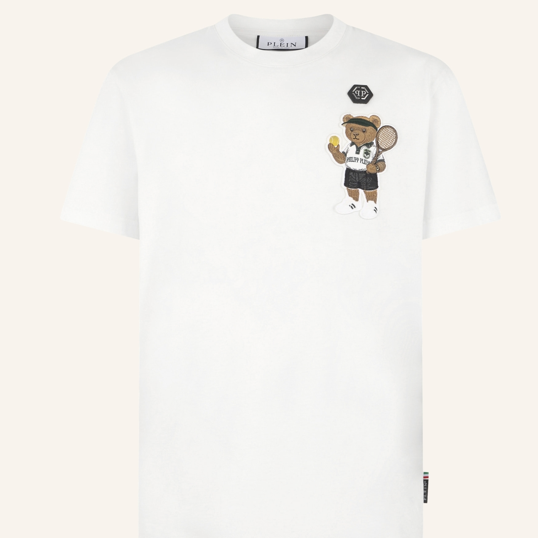 PHILIPP PLEIN Round Neck T-Shirt Teddy Tennis Patch