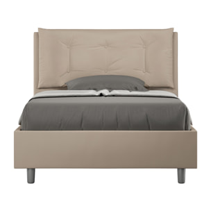 Letto una piazza e mezza con rete imbottito 120x190 similpelle tortora Annalisa Large