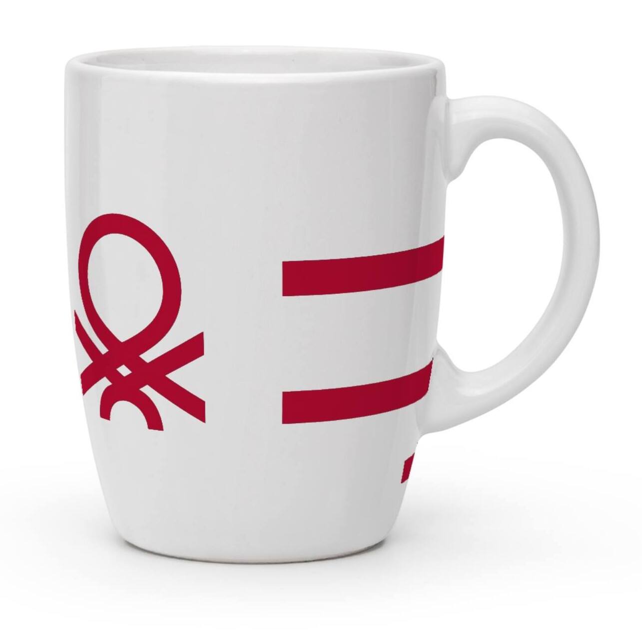 Set de 2 tazas de 350ml de porcelana con logo rojo de benetton