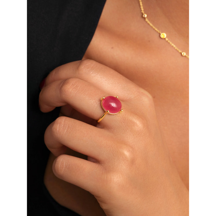 Anillo Celebrate Fucsia Baño Oro