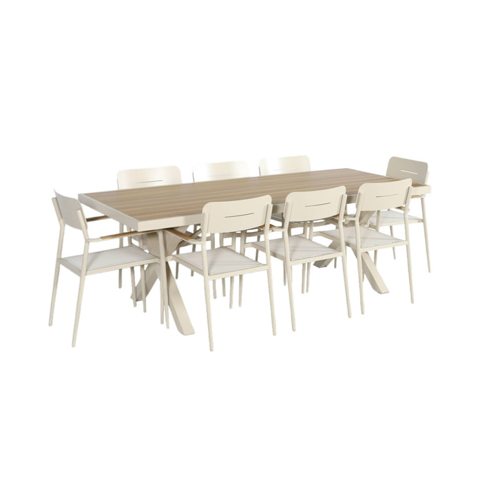 Table de jardin aluminium + 8 assises ELINA + FIRA