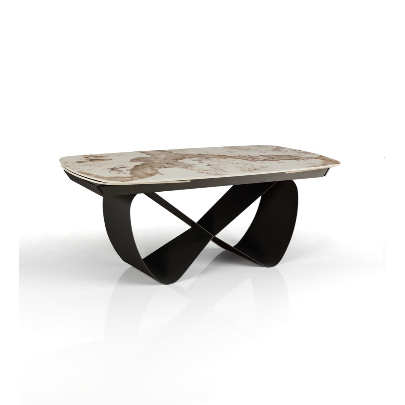 Table à manger extensible Tomasucci INFINITY, en céramique, marbre onyx, gris, 200/250/300 × 100 × 75 cm