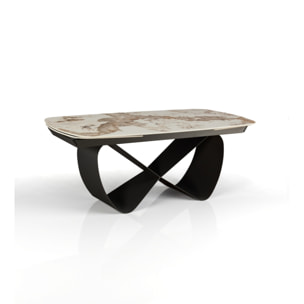 Table à manger extensible Tomasucci INFINITY, en céramique, marbre onyx, gris, 200/250/300 × 100 × 75 cm