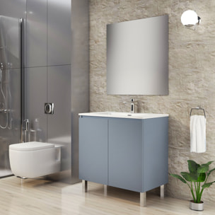 Conjunto de Baño Lust | 80 cm Azul | Dos Puertas | Lavabo Encastrado | No incluye Espejo | Mueble Montado | Alday