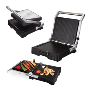 Parrilla eléctrica grill JATA GR1100 con placas mixtas (27,5 x 24 cm) antiadherentes. 2000 W