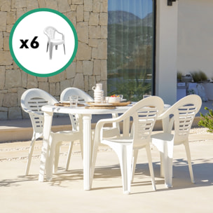 Table extensible 170x90x73cm blanche + 6 chaises SAY