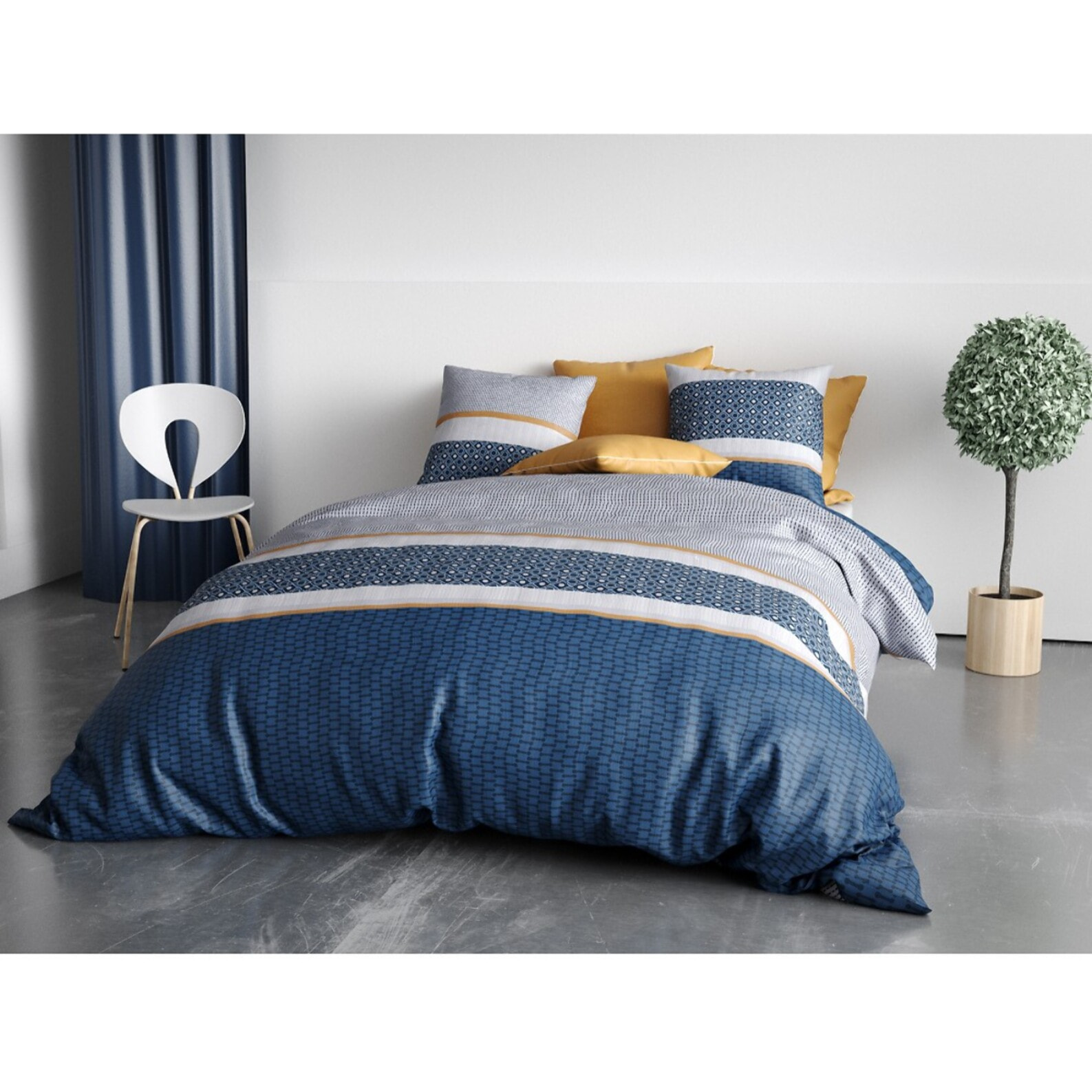 Parure housse de couette coton 57fils -zante - 240x220cm