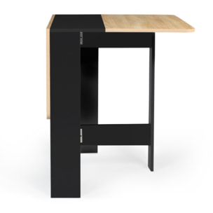 Table à manger carrée dépliable Edi bois et noir