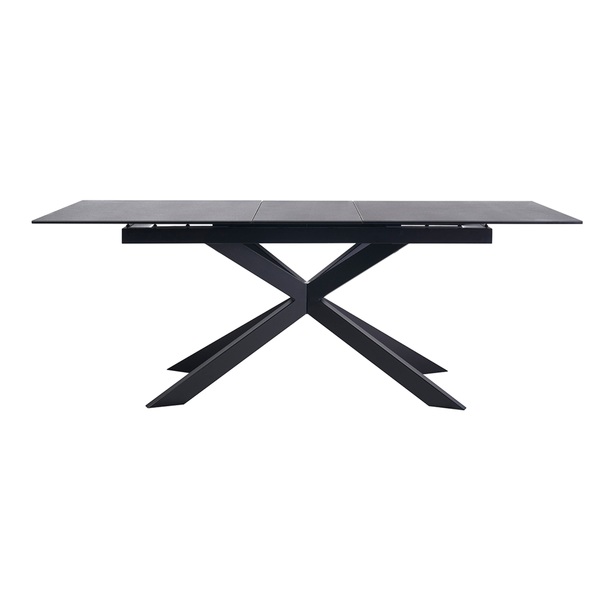 Table à manger extensible en céramique noire et métal L168-210 cm MELZA