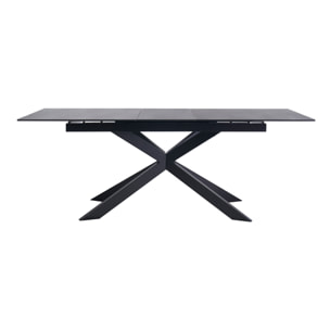 Table à manger extensible en céramique noire et métal L168-210 cm MELZA