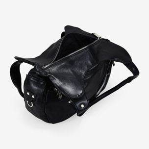Bolso de hombro negro con bolsillos