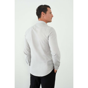 camicia uomo 1 bottone button down slim Oxford unito Grigio Medio