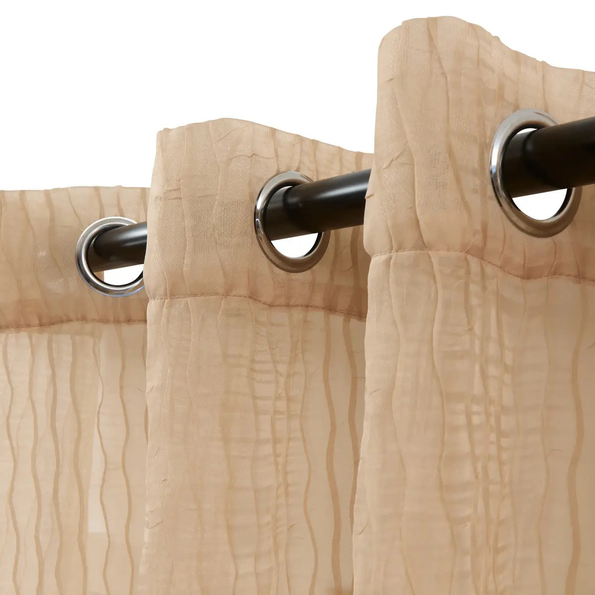 Voilage Mila rayures texturées140x240cm beige lin