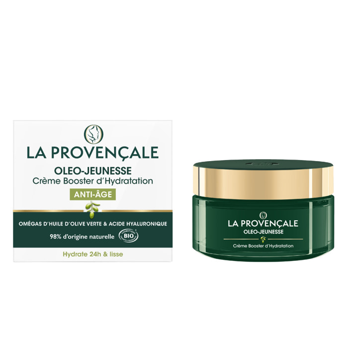 La Provençale Oleo-Jeunesse - Crème Booster d'Hydratation Anti-âge Certifiée Bio - Omégas d'huile d'Olive verte & Acide hyaluron