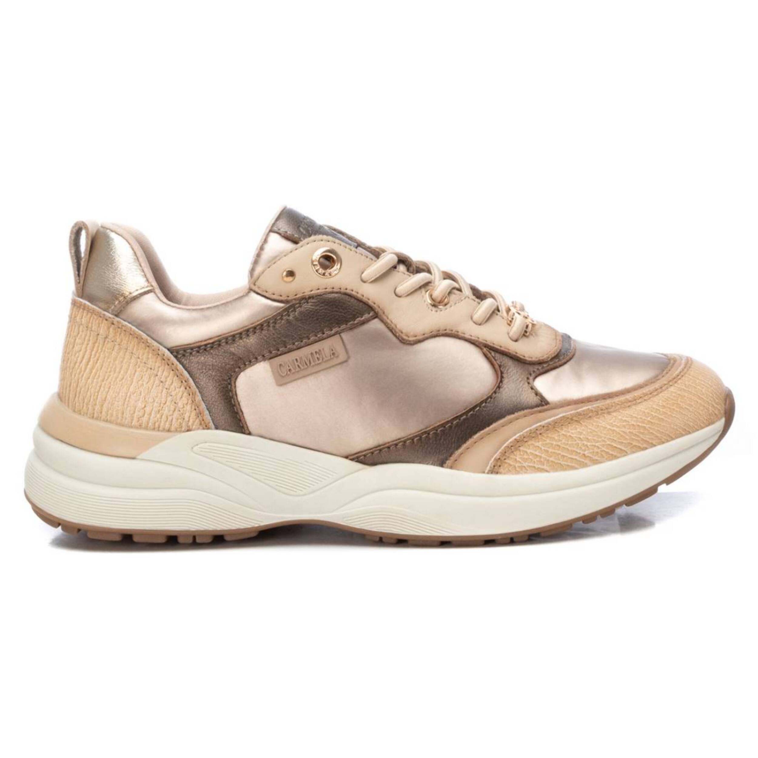 Zapatilla de piel beige