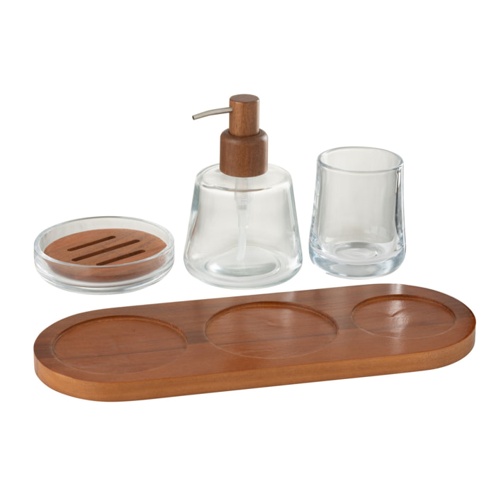 J-Line distributeur de savon On Tray - verre - brun foncé/transparent