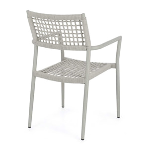 Set di 4 sedie con braccioli BLANES in alluminio e corda tortora