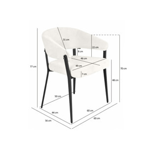 Chaise avec accoudoirs en tissu et structure en métal - ARNOLD