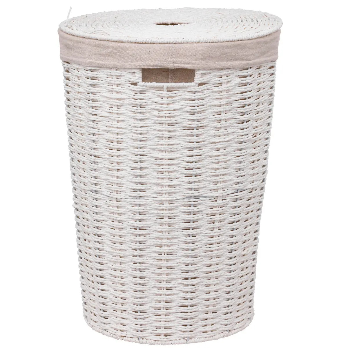 Panier à linge rond 40L "Vannerie" blanc