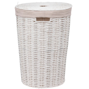Panier à linge rond 40L "Vannerie" blanc