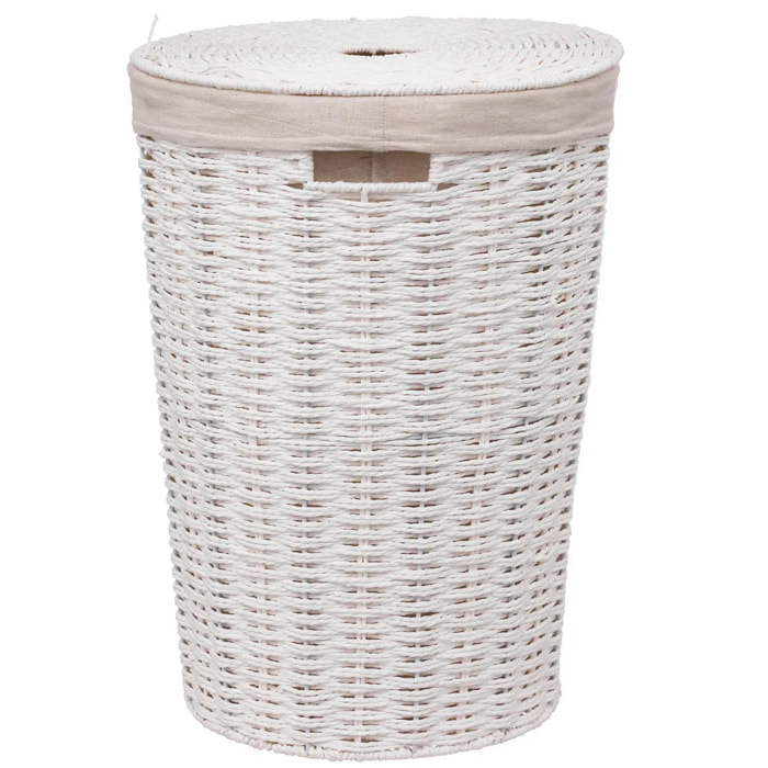 Panier à linge rond 40L "Vannerie" blanc