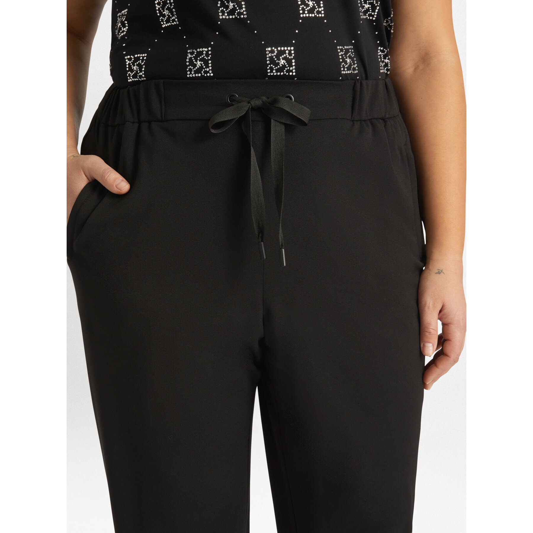 Fiorella Rubino - Pantaloni joggers in scuba - Nero