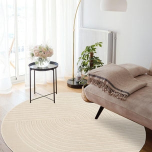 Tapis rond intérieur extérieur en relief ton sur ton FIRU